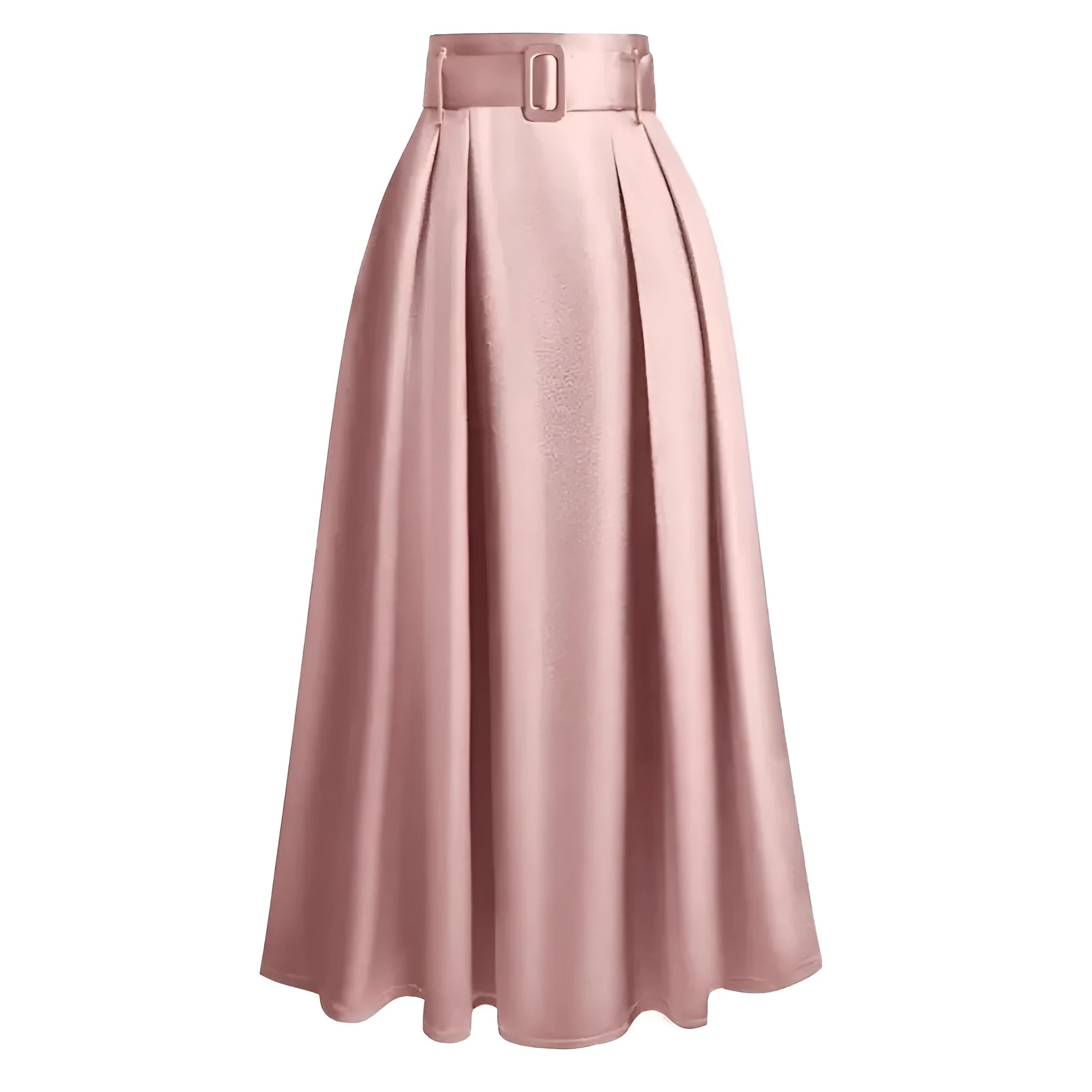 Women's high waist pure color satin skirt with lace-up detail in black, front view