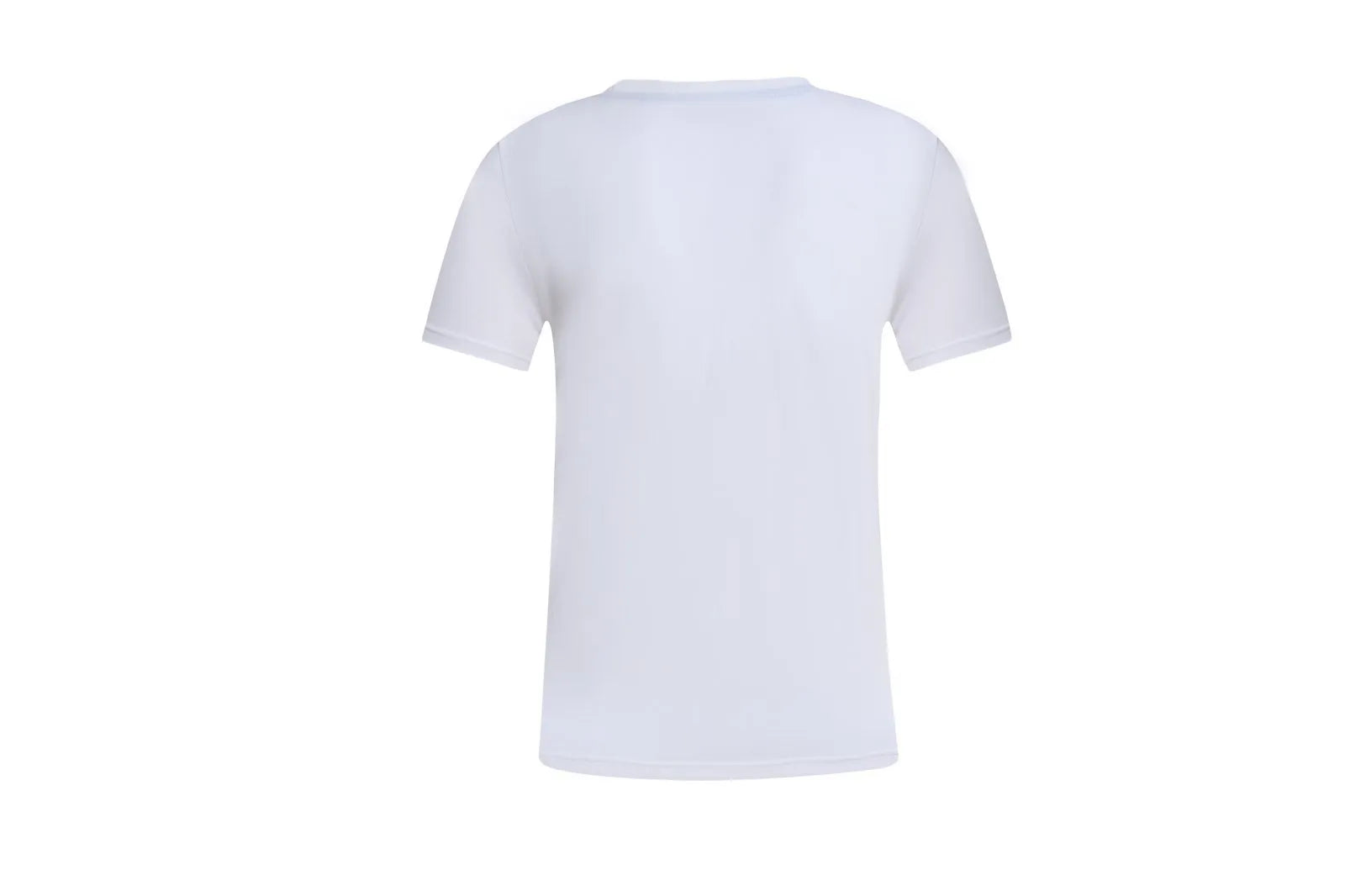 White cotton T-shirt overalls with a round neck and short sleeves, shown in a loose pullover style.