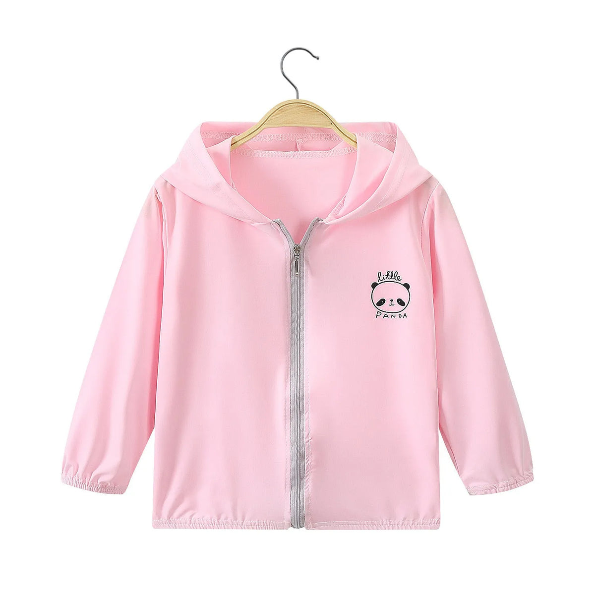 Children's Ice Silk sun protection jacket in light greenish blue, hooded and lightweight for summer outdoor use