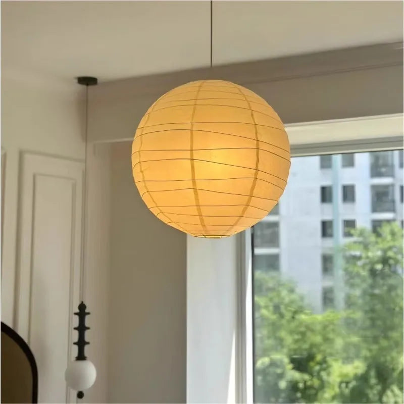 Japanese rice paper chandelier pendant light in traditional design with soft illumination
