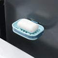 Creative drainage grille bathroom soap rack double-layer PP plastic 13 x 8.5 cm dark green