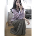Purple women's hollow out blouse with princess sleeves, made from Ice Silk fabric.