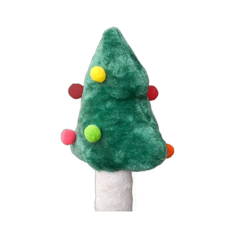 Christmas-themed cat scratching post toy with integrated play elements in density plate material
