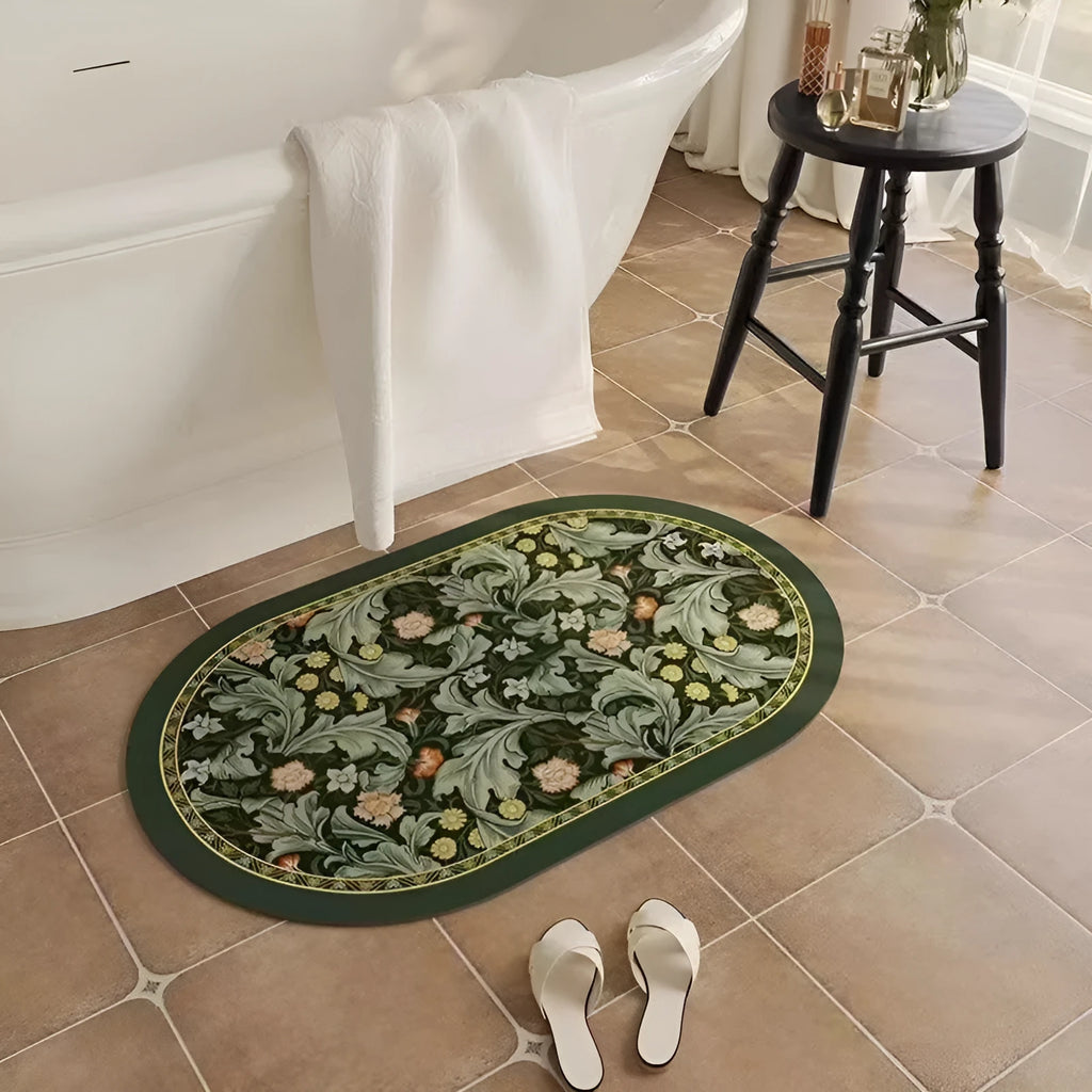 Square diatom oil non-slip quick-drying bath mat in gentle elegant style, 40x60cm, with geometric pattern