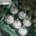 6cm transparent acrylic Christmas balls, set of 6, hand-painted in Style A or Style B