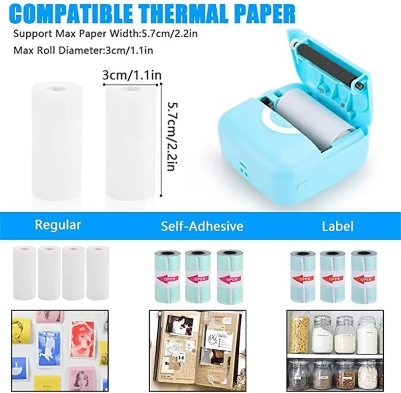 C13 pink self-adhesive label printer with Bluetooth and 1200mAh battery, 80x80x35mm