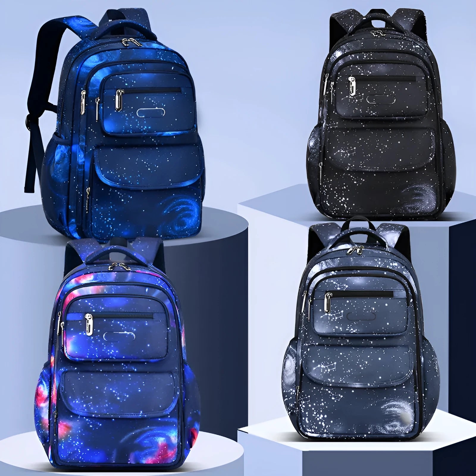 Primary school boys backpack large capacity 20-35L with side refrigerator pocket in royal blue