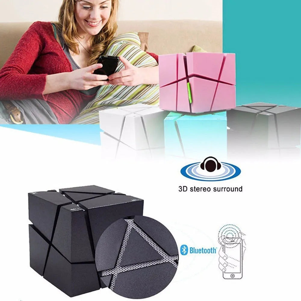 Cube Bluetooth Speaker with colourful lights, ABS plastic body, black colour option