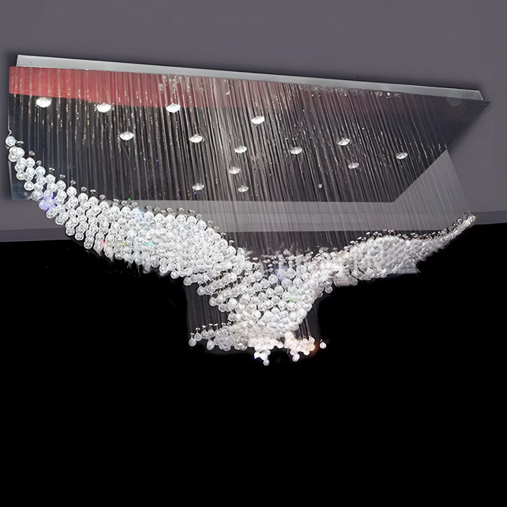Eagle-themed crystal chandelier with stainless steel frame, 1000x500x800mm, adjustable height ceiling light for hallway