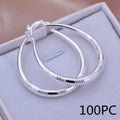 Creative silver tone hoop earrings with copper core and 925 silver plating, 3.9cm by 3.2cm