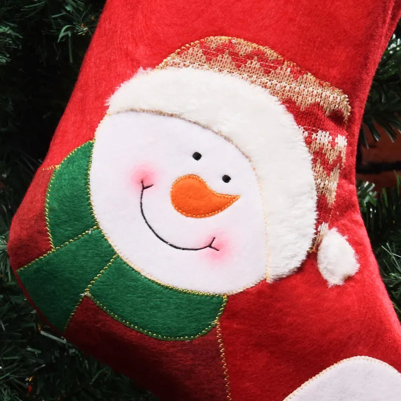 American style Christmas stocking pendant decorations in elk, old man and snowman non-woven fabric designs