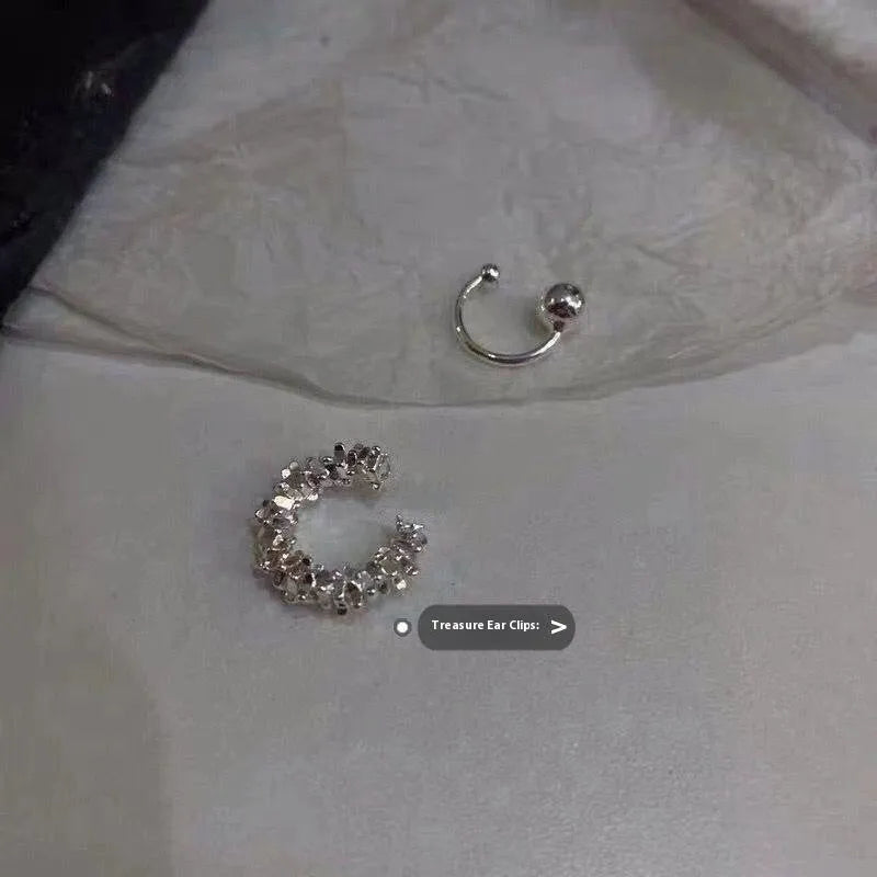 Alloy geometric ear clip earrings with irregular shape and frosty metallic finish