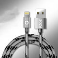 Apple MFI certified Lightning charging cable in grey or silver, 1 metre length.