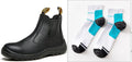 Black leather safety boots with high-top design and anti-piercing sole for workplace protection