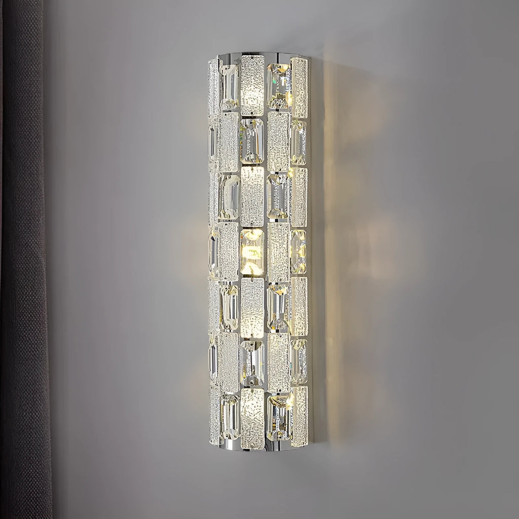 Modern light luxury crystal wall lamp chrome 40cm finish with stainless steel body and crystal shade