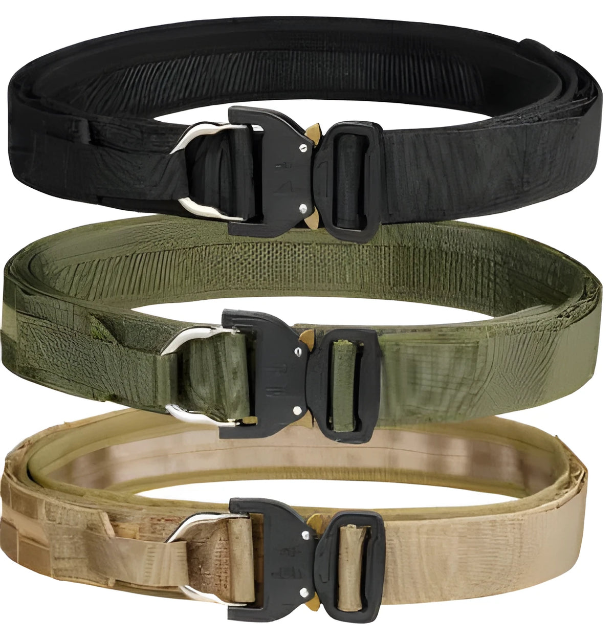 Double-layer thickened nylon tactical waistband, 127cm, with alloy release buckle in black, army green or khaki
