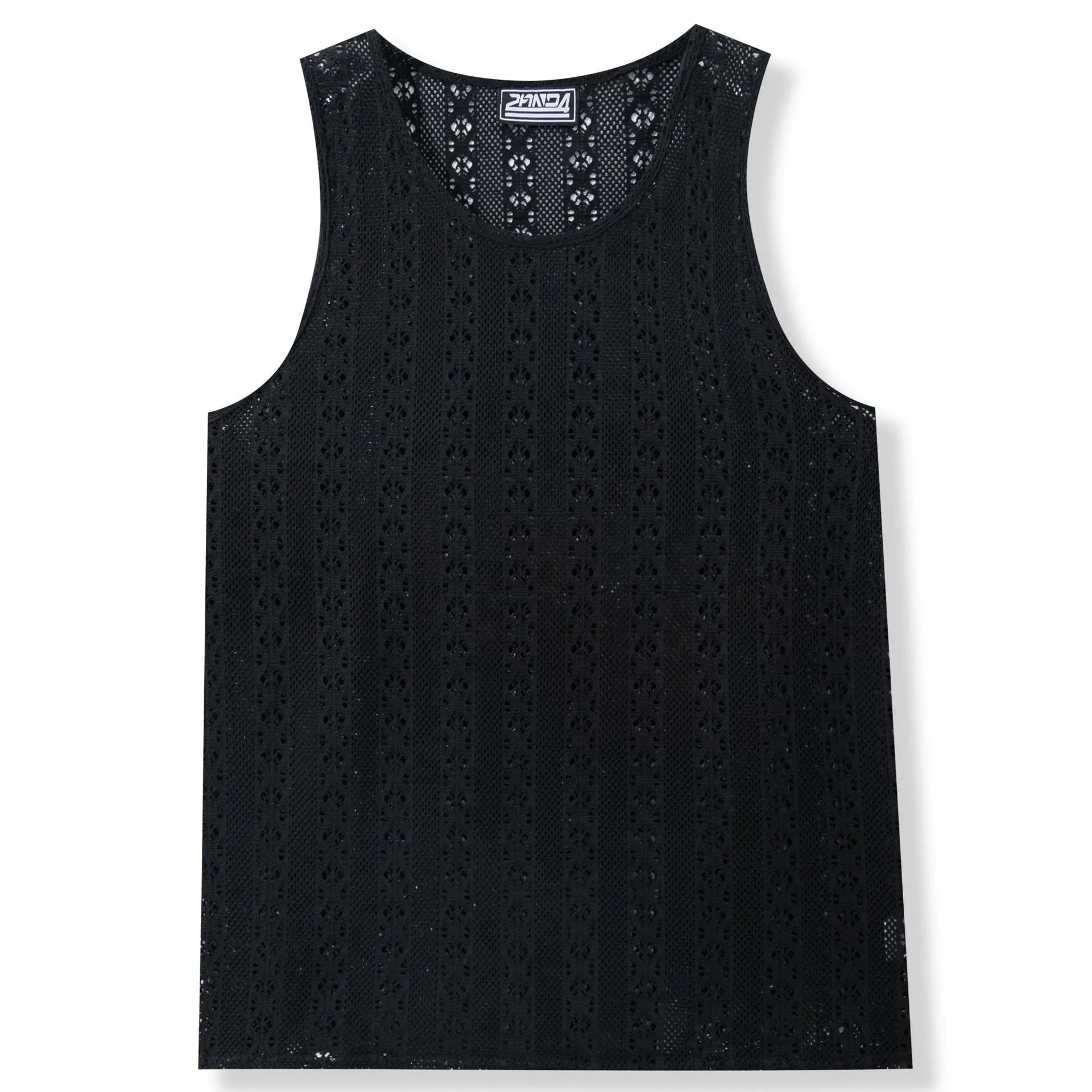 Round neck casual beach style loose polyester vest in khaki