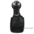 Volkswagen Mk4 gear shift handle replacement in silver and black for 6-speed manual transmission.