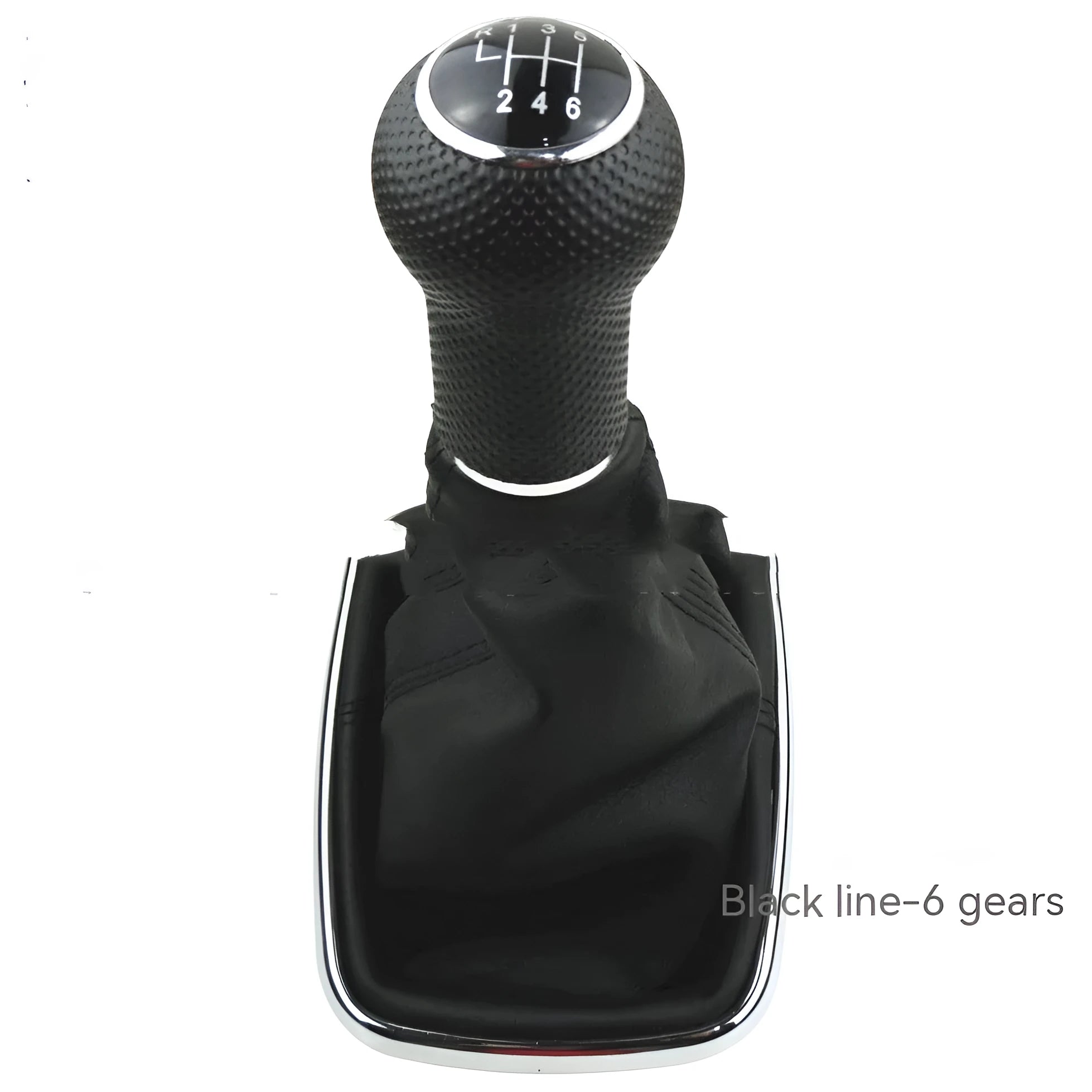 Volkswagen Mk4 gear shift handle replacement in silver and black for 6-speed manual transmission.