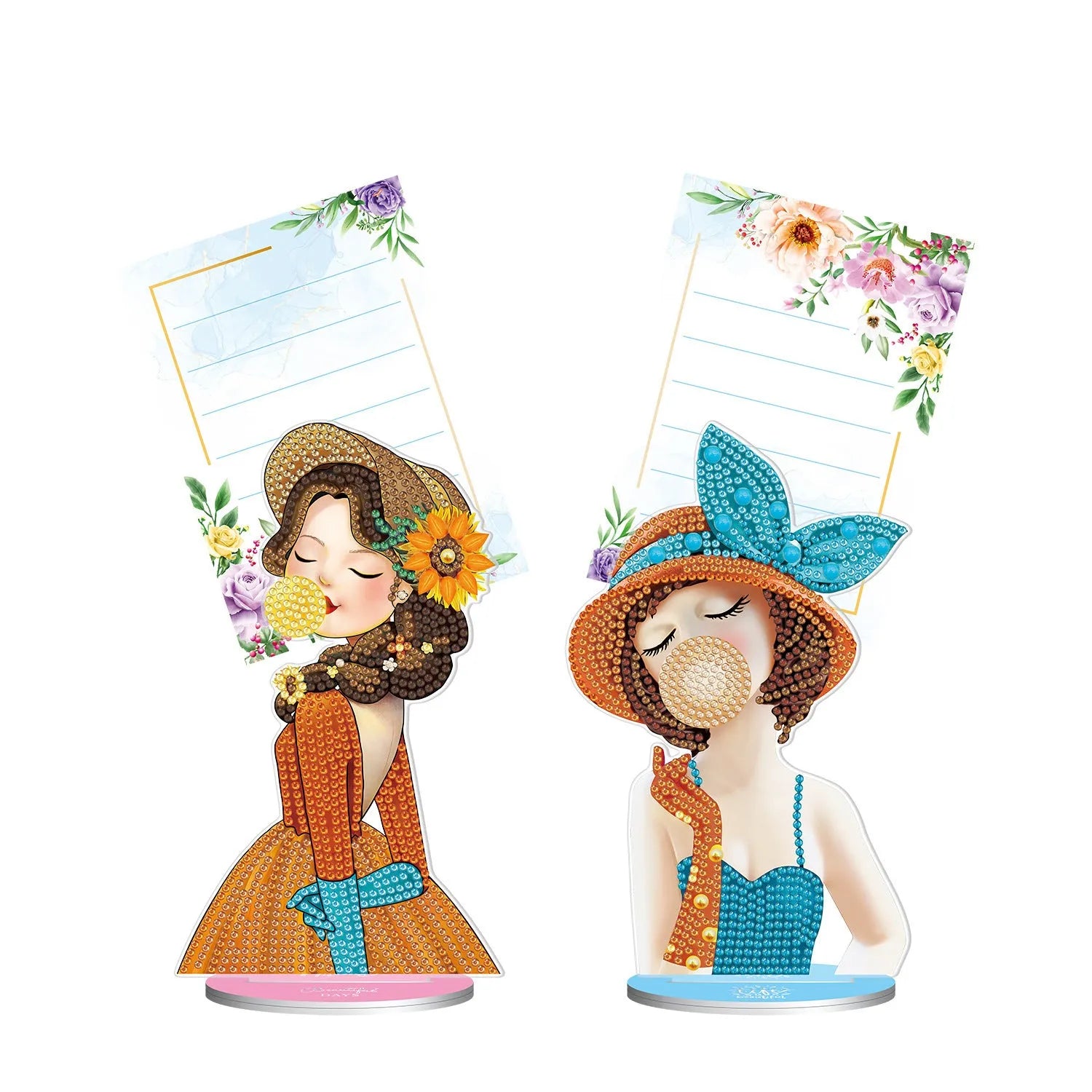 Handmade diamond painting desktop note clip in American suite style, dimensions 19x11x9cm.