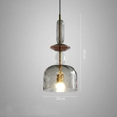 Glass bar counter chandelier with adjustable cord and LED lights
