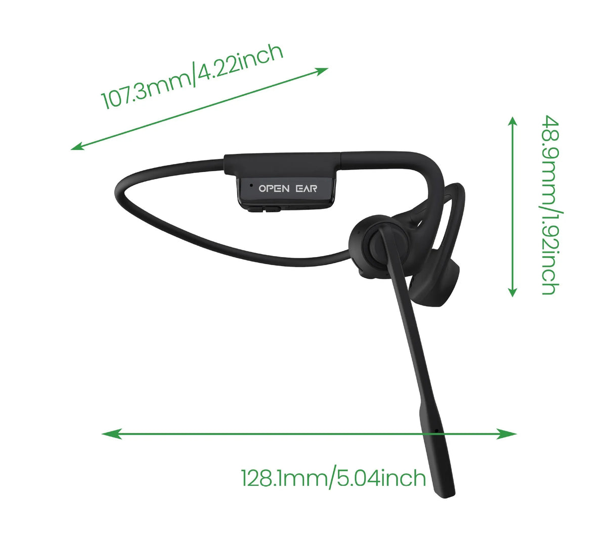 AS24 Black wireless open ear bone conduction headset with ear hook design and ENC noise reduction