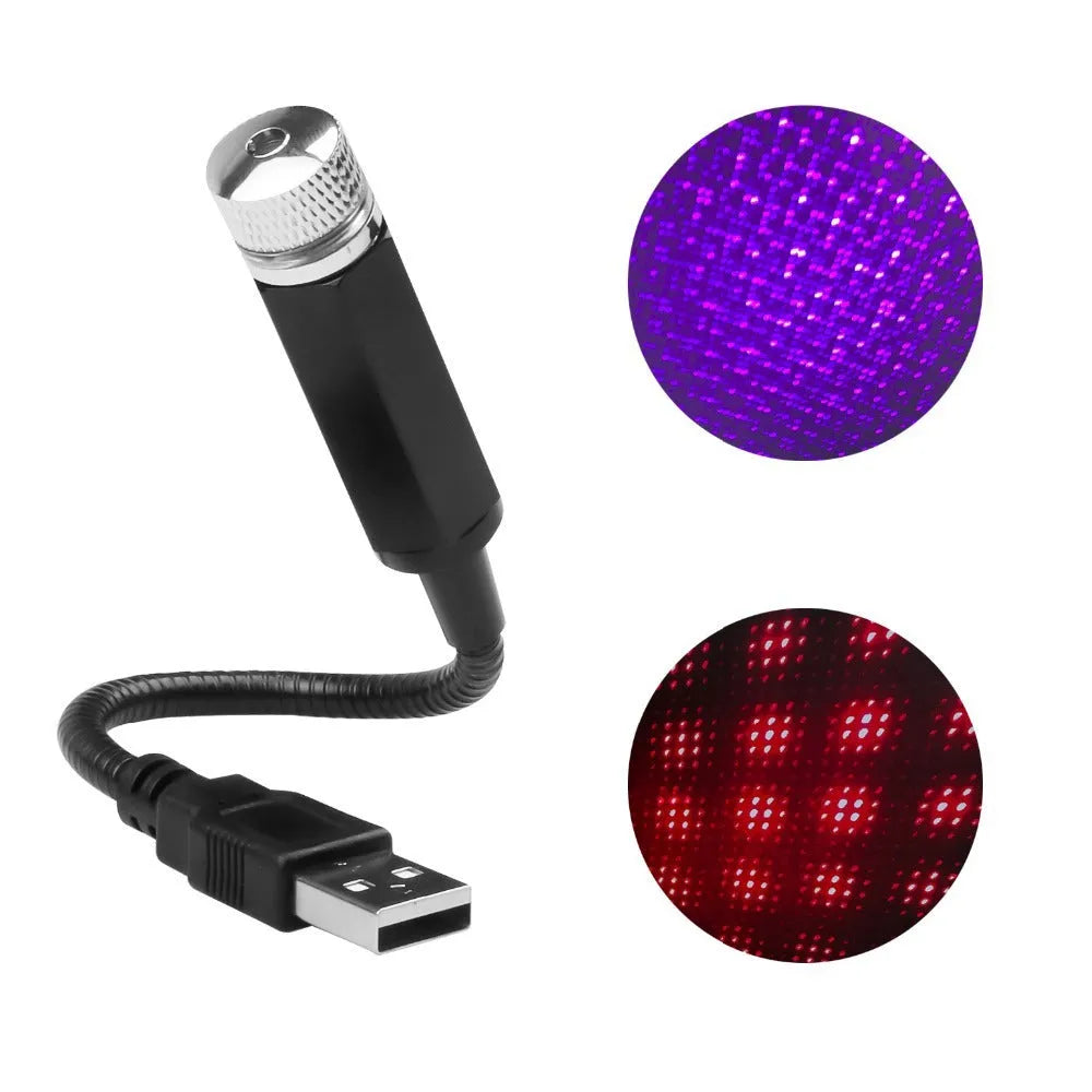 Car ceiling starlight system with voice control, USB LED in Green Purple Red options