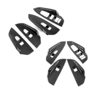 Kaiku four-piece ABS car panel set in carbon fibre colour for glass lifting button panel and inner armrest frame