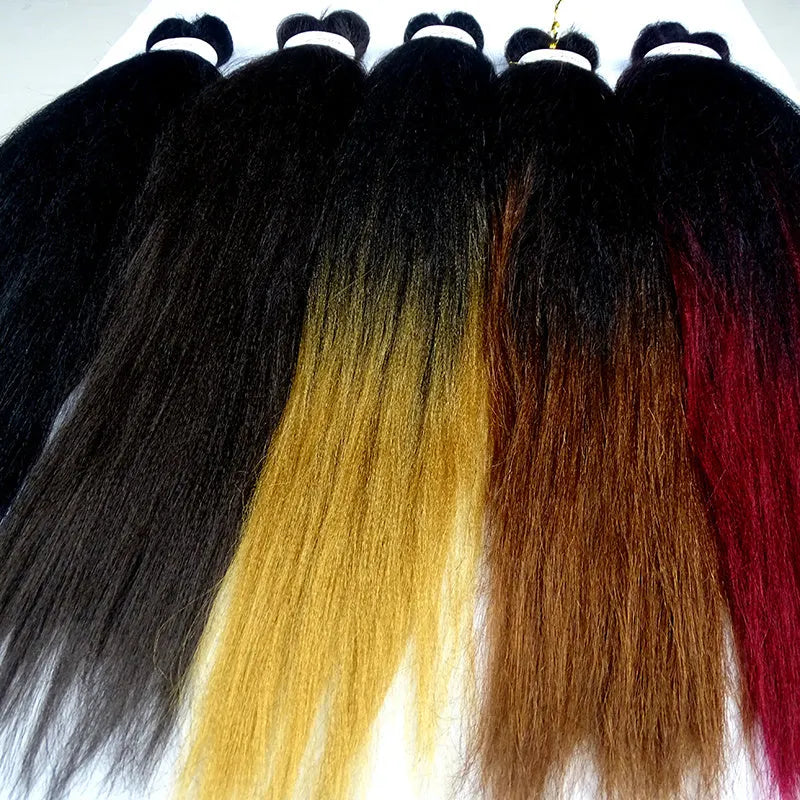 African chemical fiber long straight cornrows wig in 26 inch mixed silk, black colour, on a mannequin head