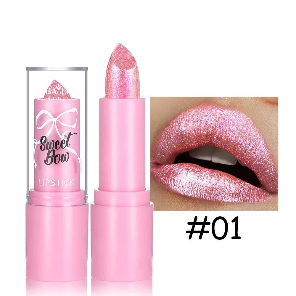 Sweetheart bow decorative diamond lipstick in Starlight Diamond series with six colour shade options