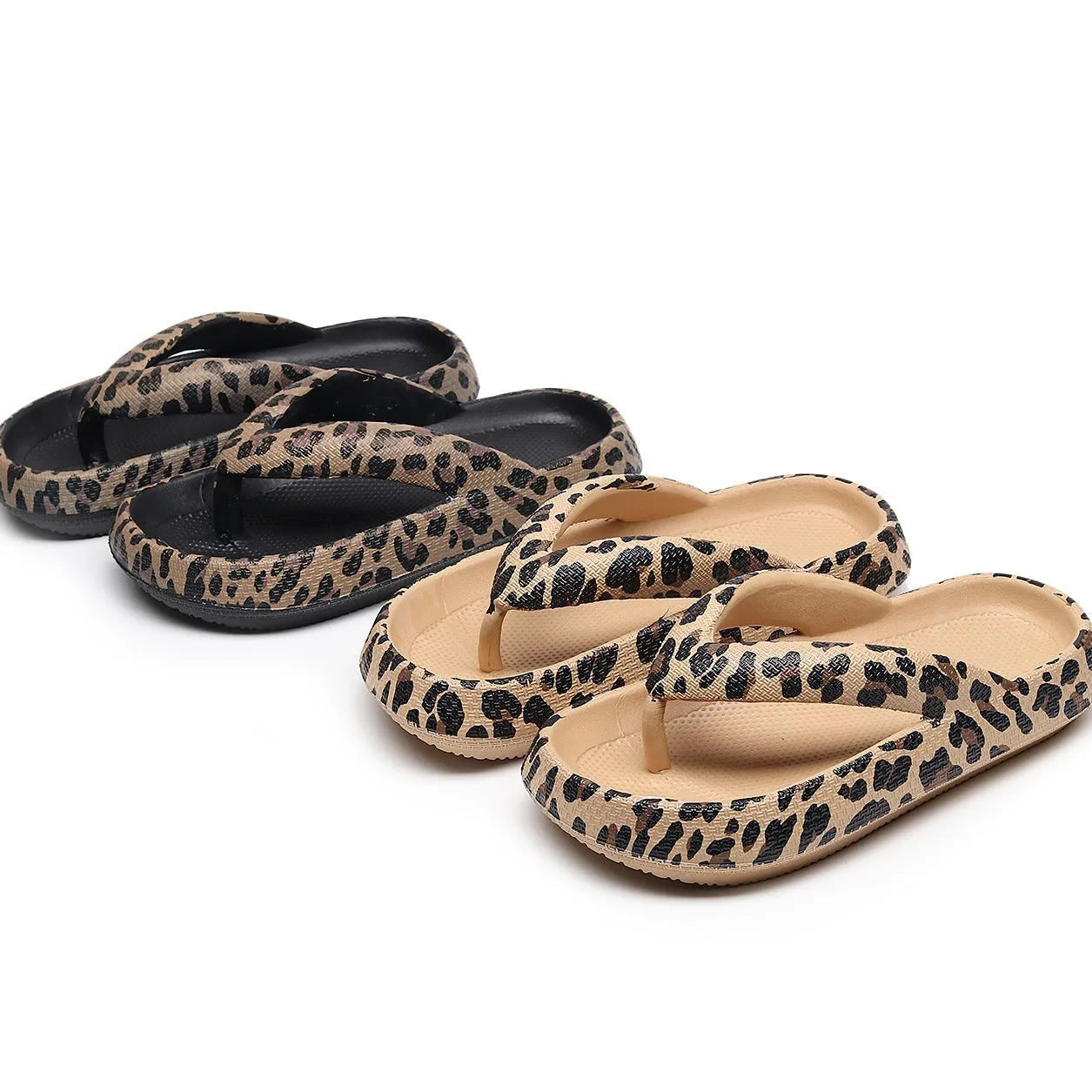 EVA thick-soled summer flip-flops with herringbone toe holder in multiple colours