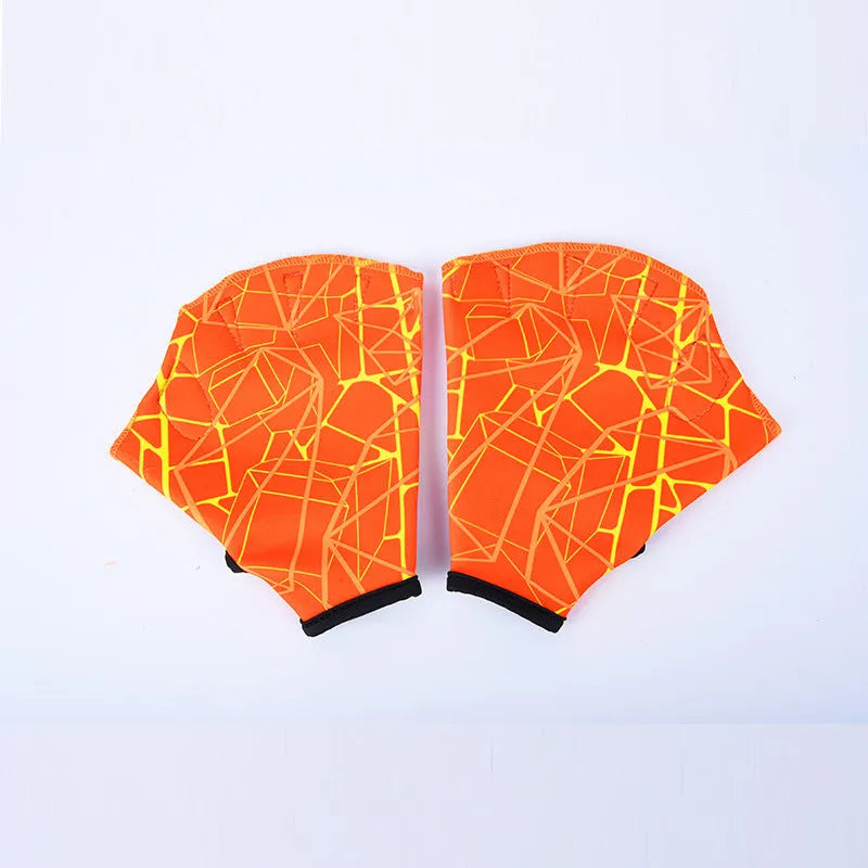 Duck feet webbed swimming gloves in multiple colour prints with nylon construction