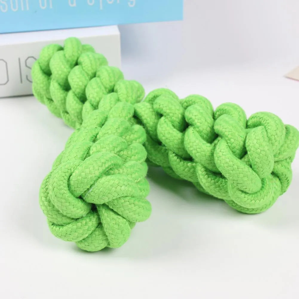 Y-shaped blue cotton rope dog toy for large breed dental health and chewing