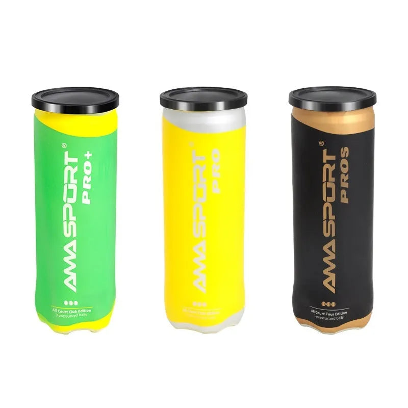 Three cage plate training tennis balls showing high elasticity construction in Cricket-PRO colour options