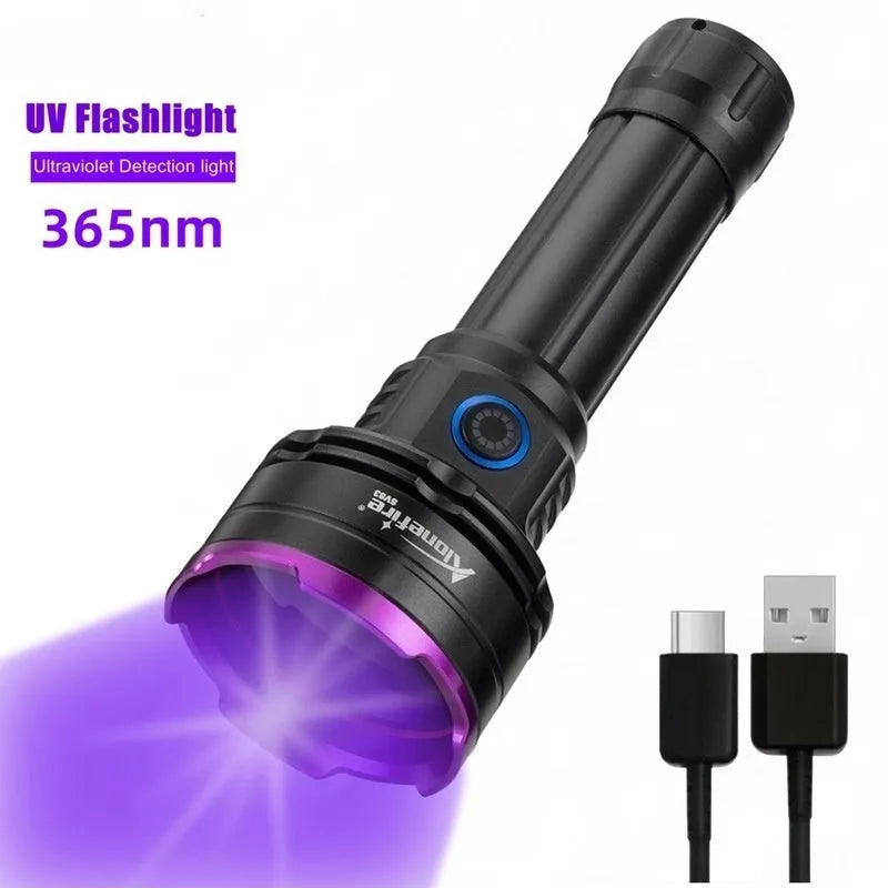 SV83 high power 30W UV flashlight in aluminium alloy with 365nm purple light