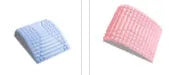 Blue back stretcher pillow for lumbar and neck support on a grey background.