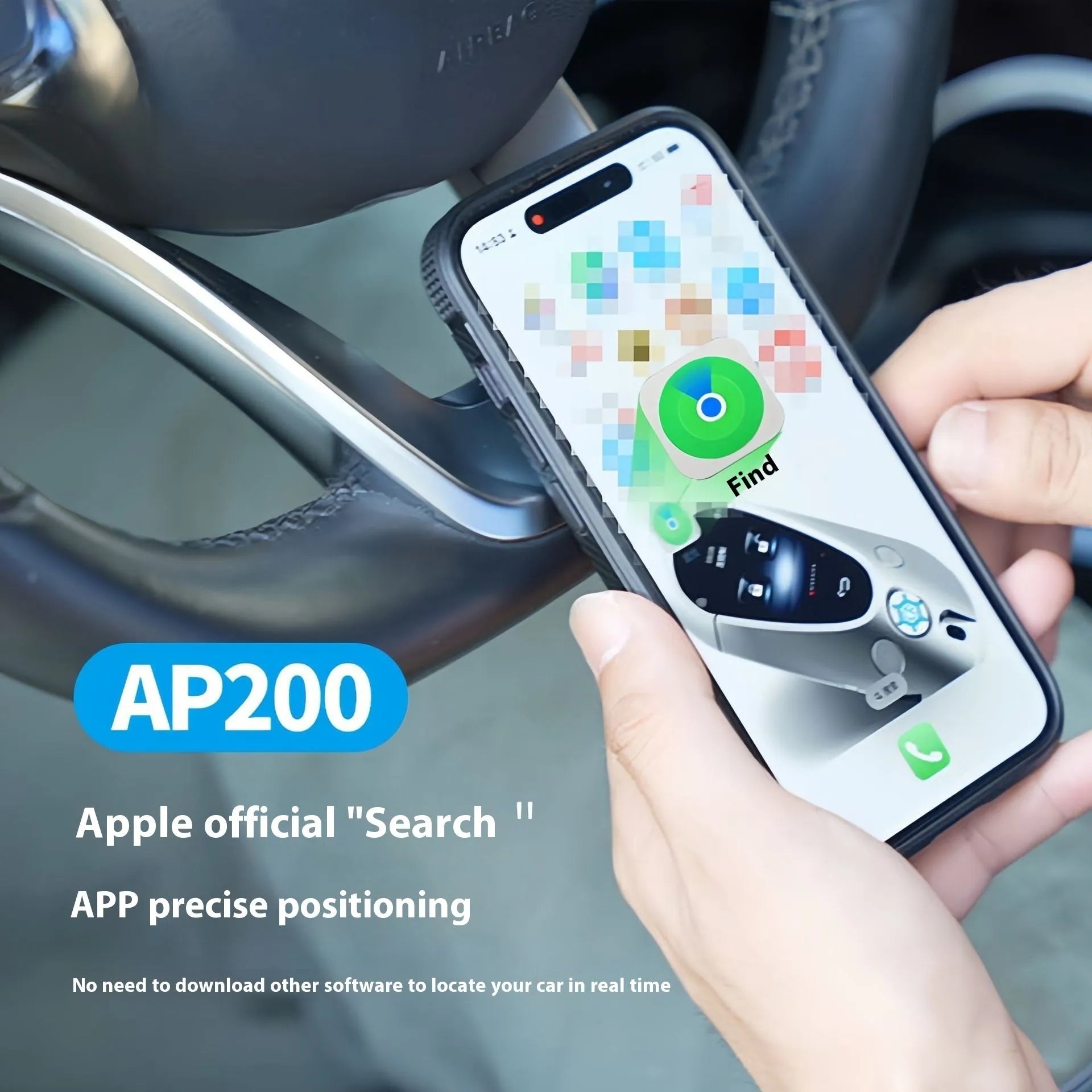 Black plug-in GPS car tracker with magnetic base, shown inserted into a vehicle's 12V lighter socket.