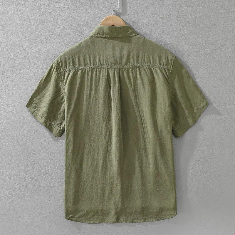 Loose lyocell top cardigan in black, green, or purple with short sleeves