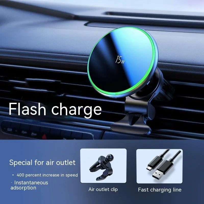 Fashion car magnetic wireless charging bracket with 15W and three installation styles