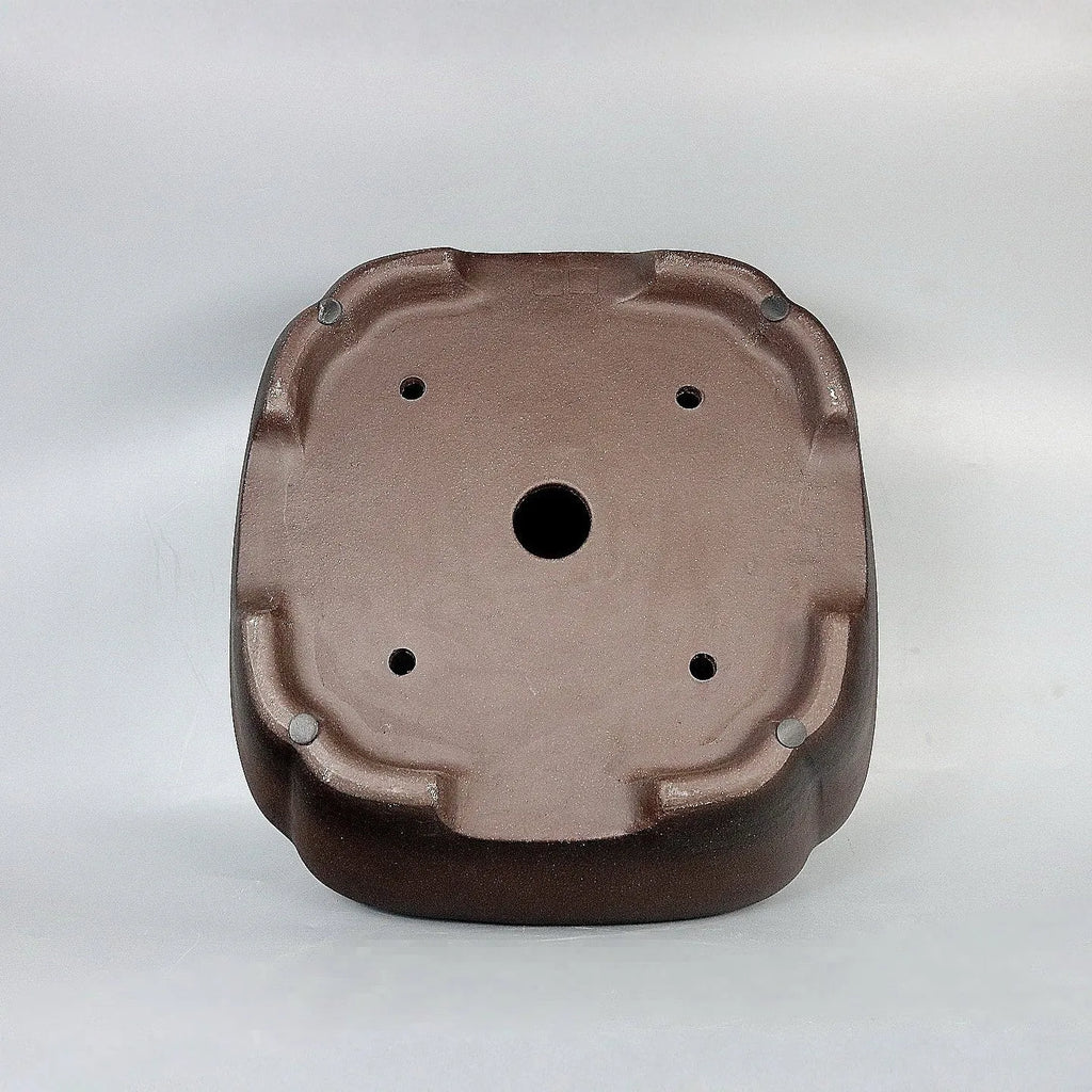 Handmade antique square purple sand ceramic bonsai pot, 41x41x18cm outer dimensions