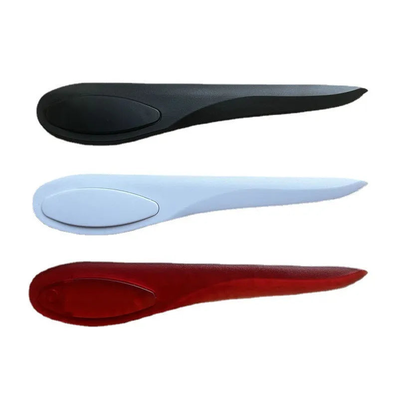 Willow Leaf Art A4 plastic paper cutter with colourful handle on white background