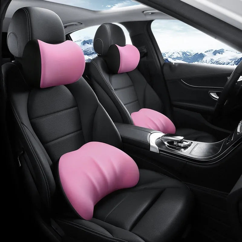 Memory foam car waist cushion in vitality red with elastic fabric cover for lumbar support