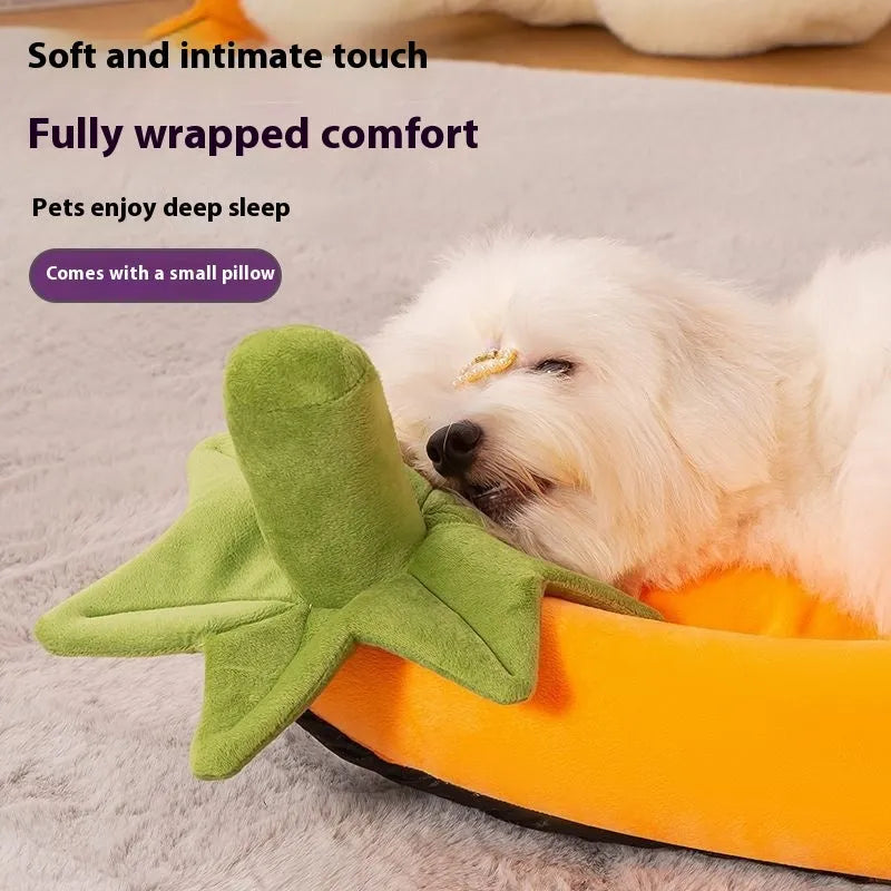 Removable washable dog mat in brown, shown in a large size next to a resting dog.