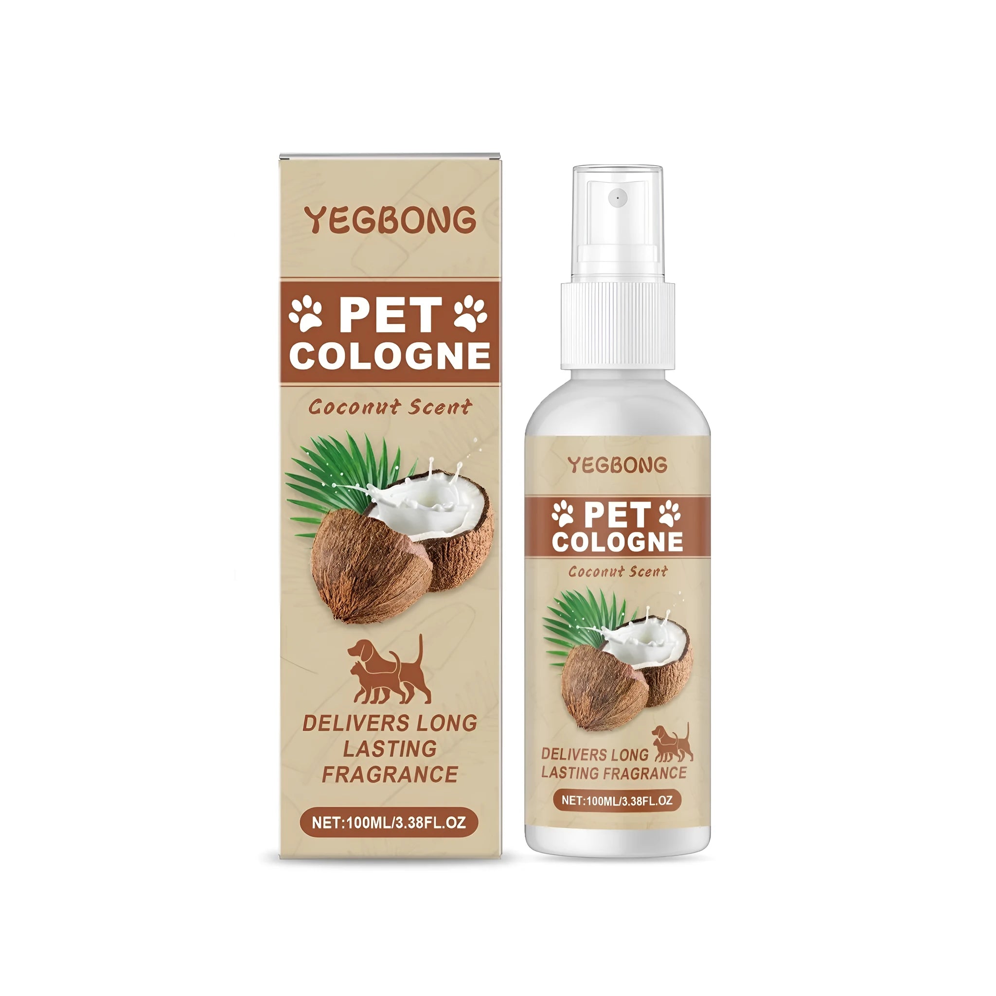 100ml bottle of coconut scented pet deodorant spray for dogs and cats.