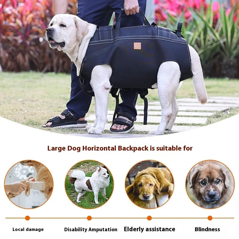 Black soft Oxford cloth dog backpack for medium to large pets in three size options