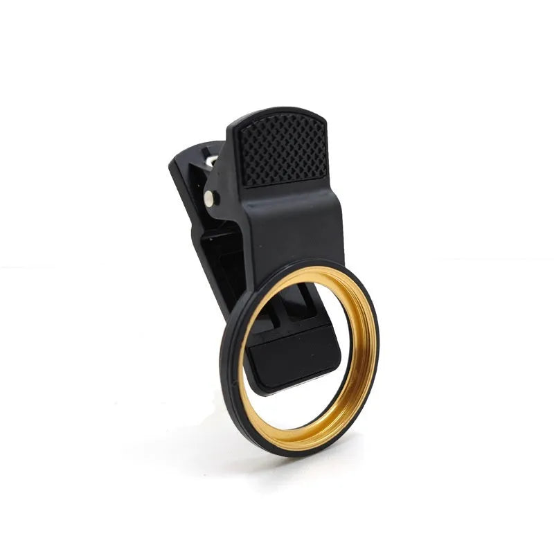 37mm universal clip for mobile phone lens filter with large hole, golden spiral teeth design