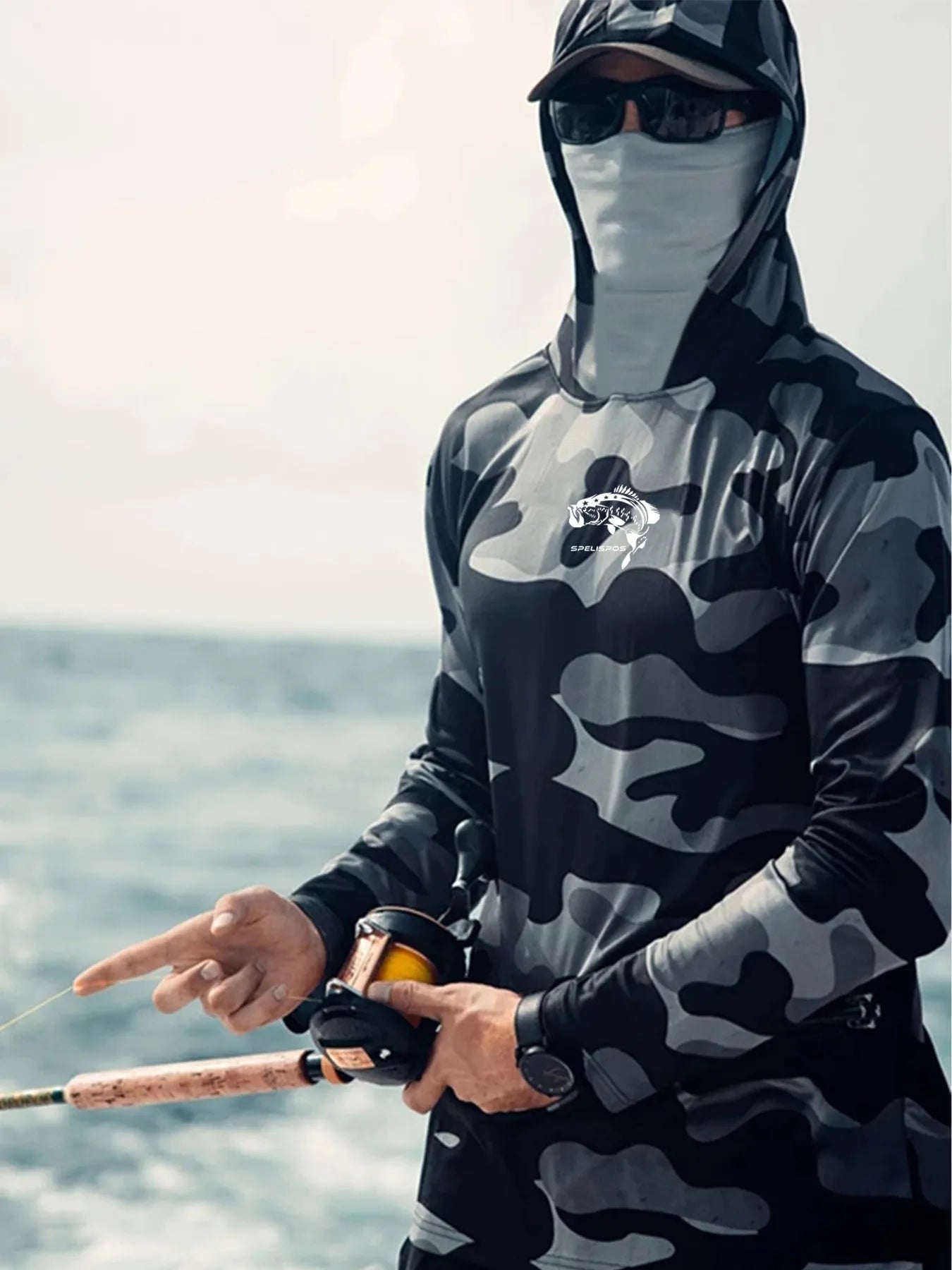 Huk Pursuit long sleeve fishing shirt with crew neck and mesh side panels