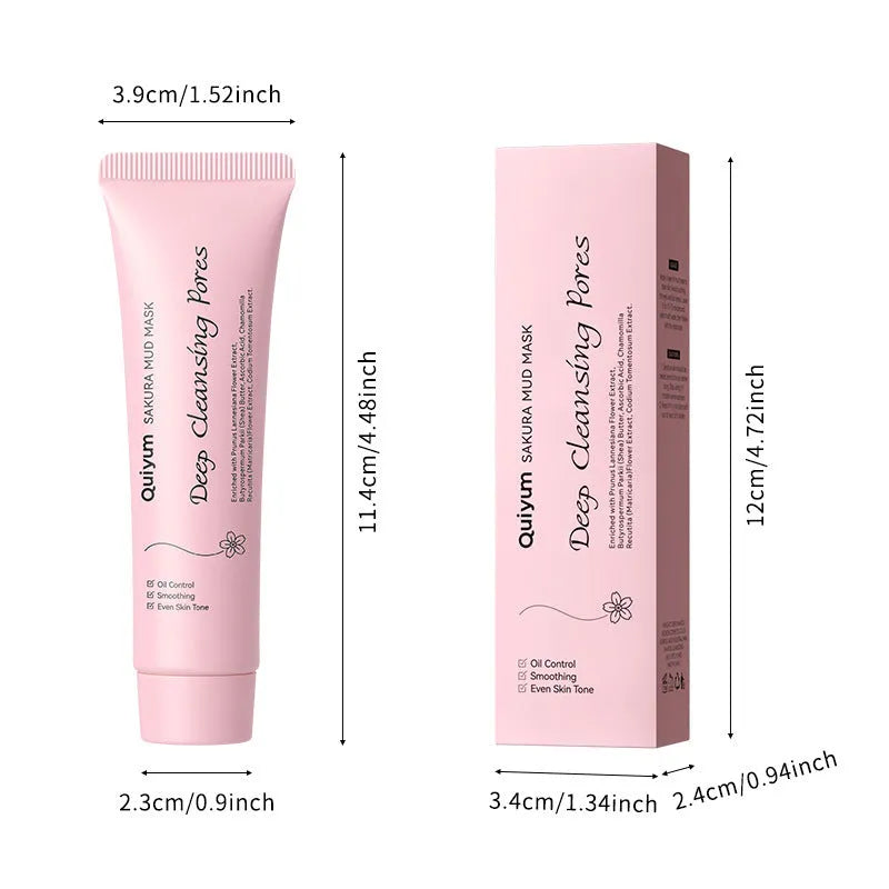 Single 30g sachet of cherry blossom mud facial mask on a plain background.