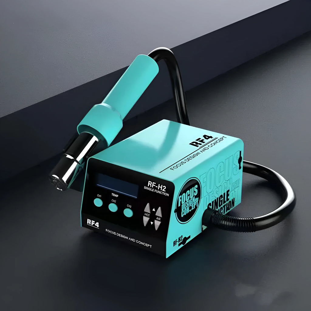 RF4H2 digital display hot air gun for electronics repair with three nozzles and accessories