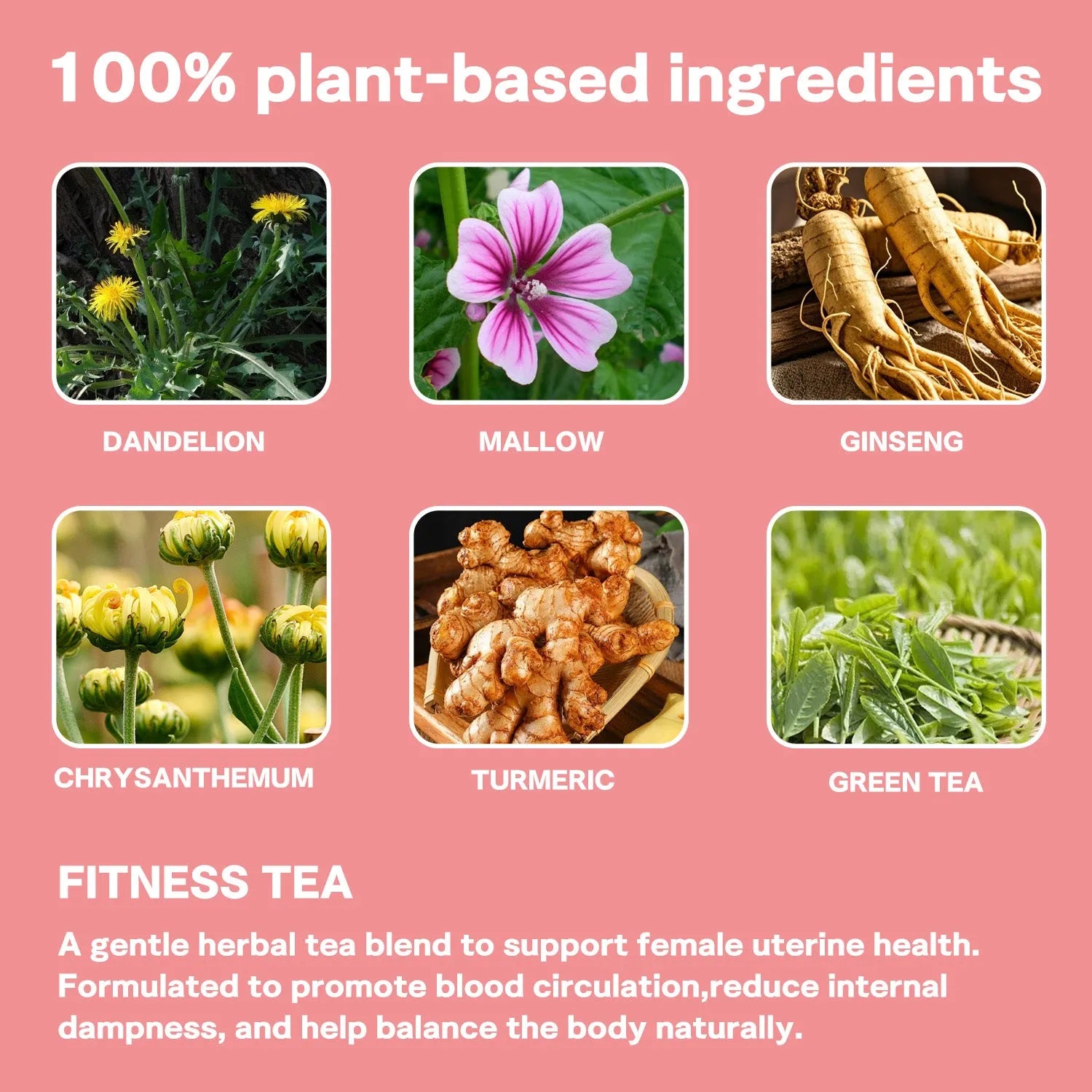 Bottle of uterine care herbal tea with 30 tea bags for womb relaxation and menstrual cycle balance